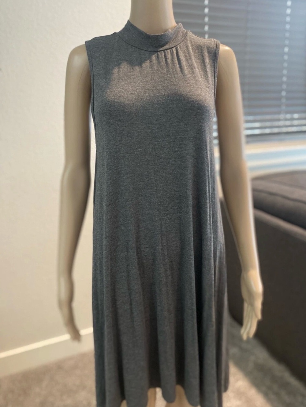 Coveted Clothing NWT Sleeveless Mock Neck Midi Dress - Charcoal Gray Size Med